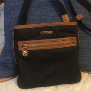 Michael Kors black nylon crossbody purse  w/ gold